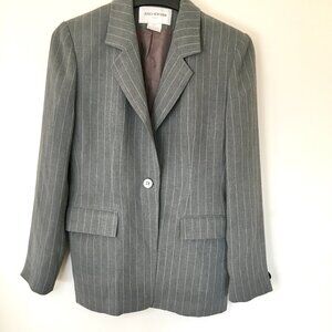 Jones New York Long Sleeve One Button Notch Collar Women's Blazer Coat Gray, 8
